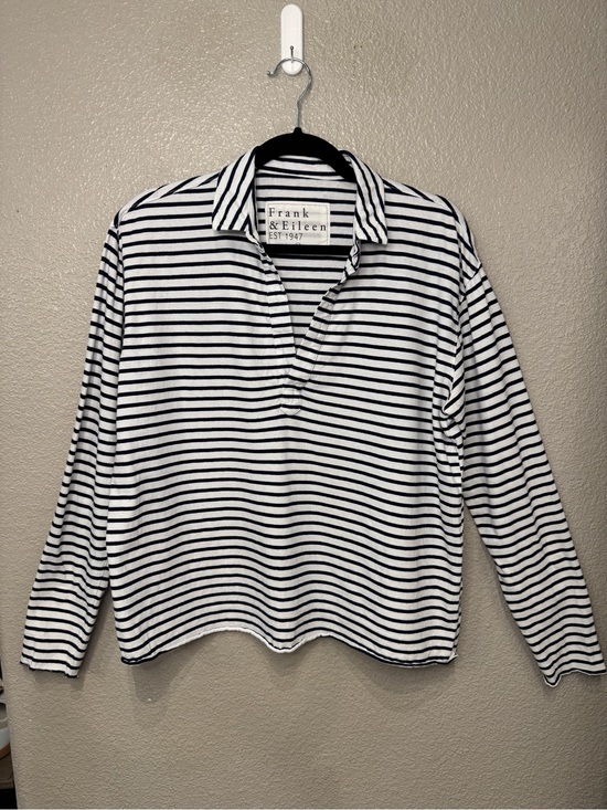 Frank & Eileen Tops - Frank & Eileen Patrick Popover Henley Navy White Stripe M